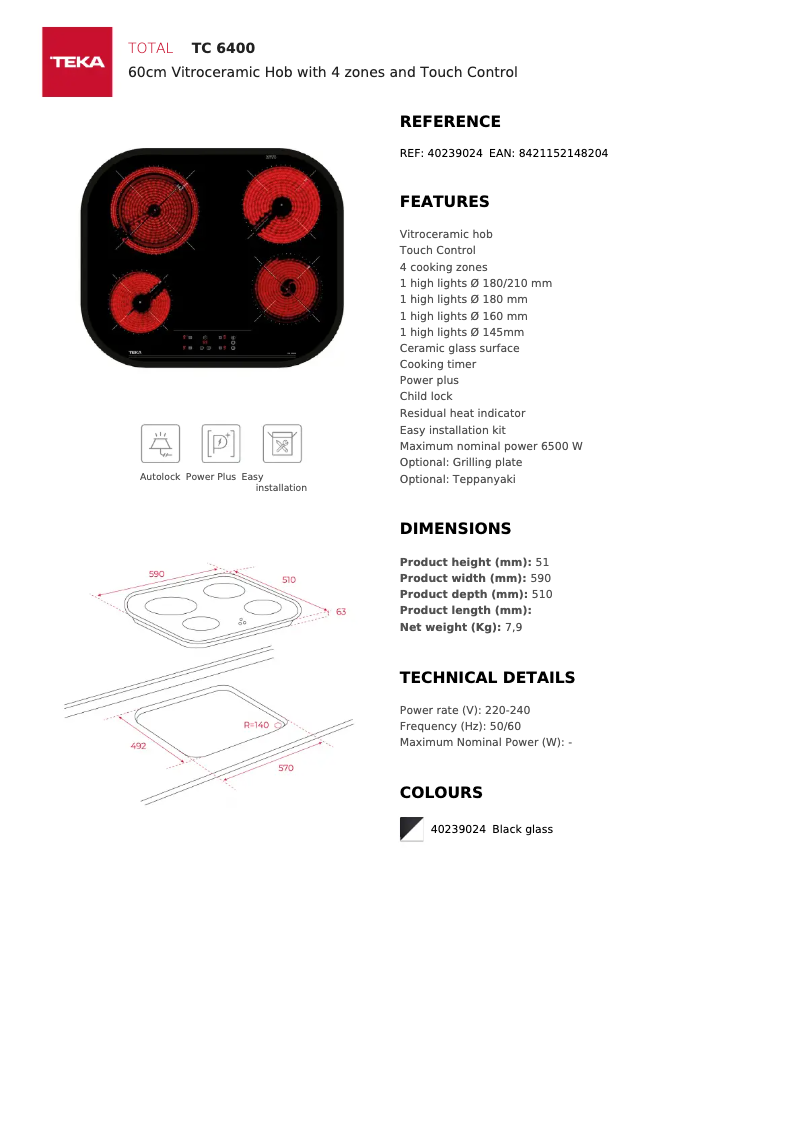 Page 1 de la notice Manuel utilisateur Teka TC 6400