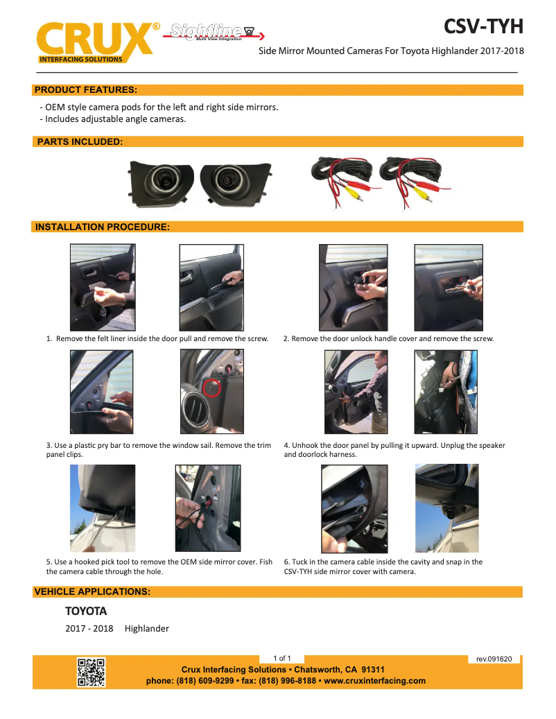 Page 1 de la notice Manuel utilisateur CRUX CSV-TYH