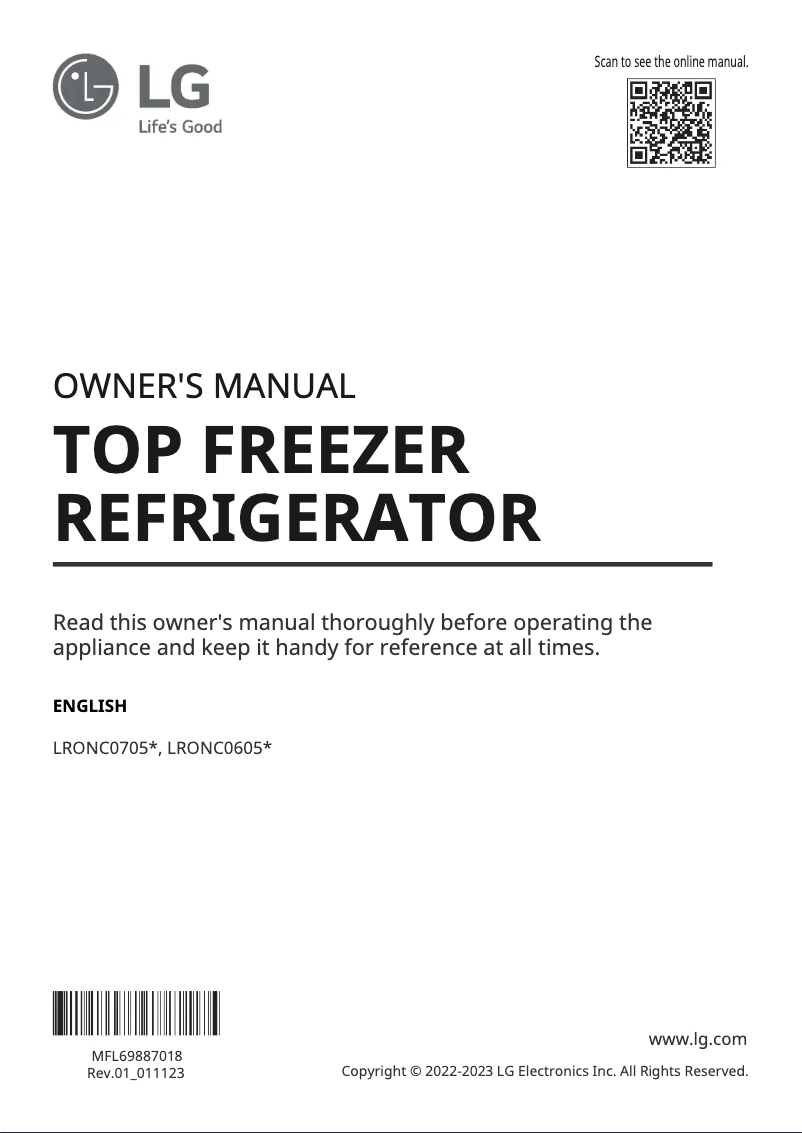 Image de la première page du manuel de l'appareil LRONC0705A