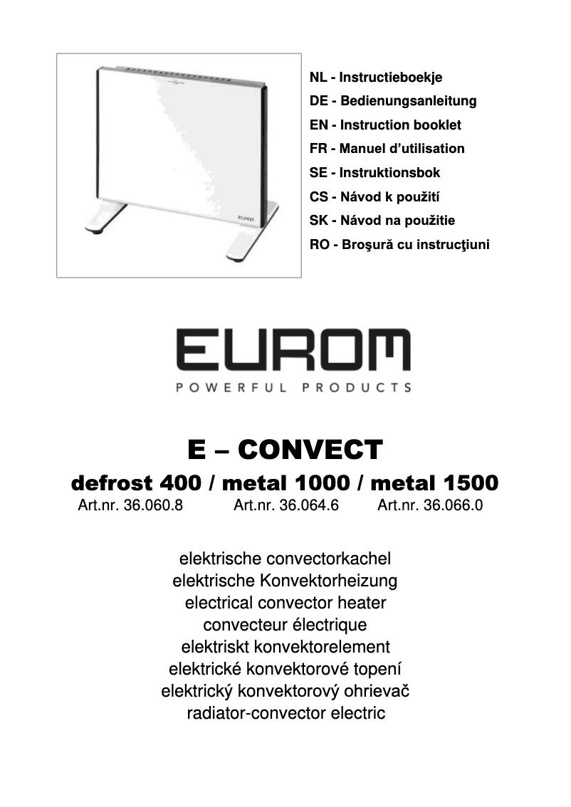 Página 1 del manual Manual de usuario Eurom E-Convect metal 1500