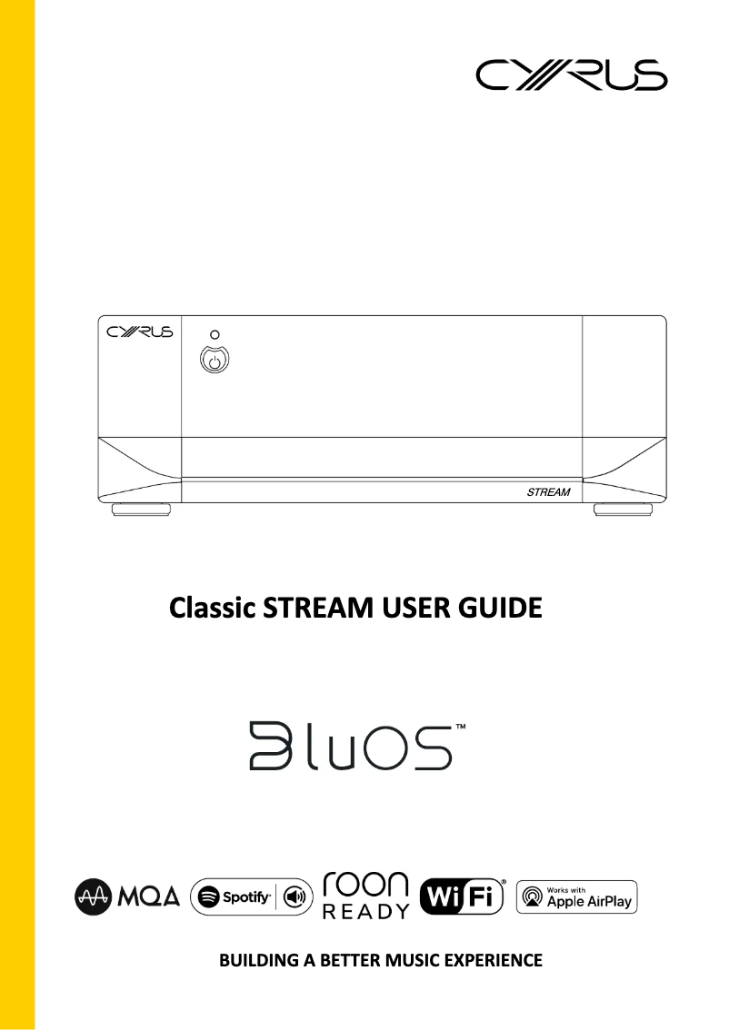 Page n°1 - Manuel utilisateur Cyrus Classic STREAM