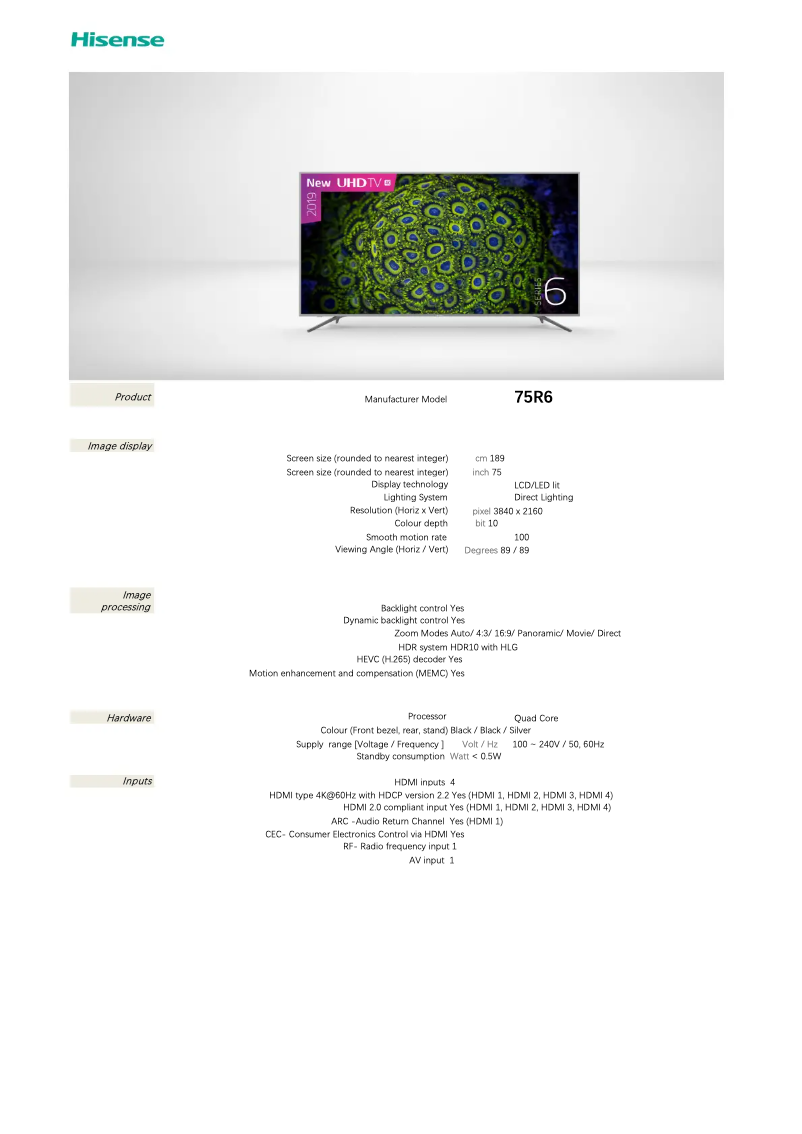Image de la première page du manuel de l'appareil 75R6