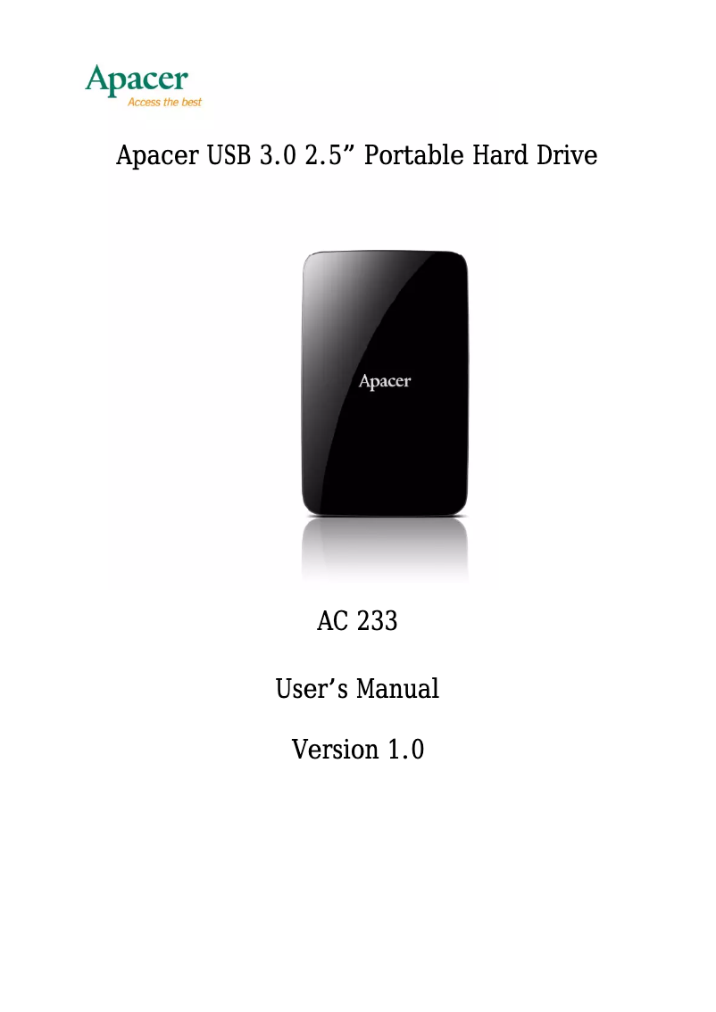 Page n°1 - Manuel utilisateur Apacer AC 233