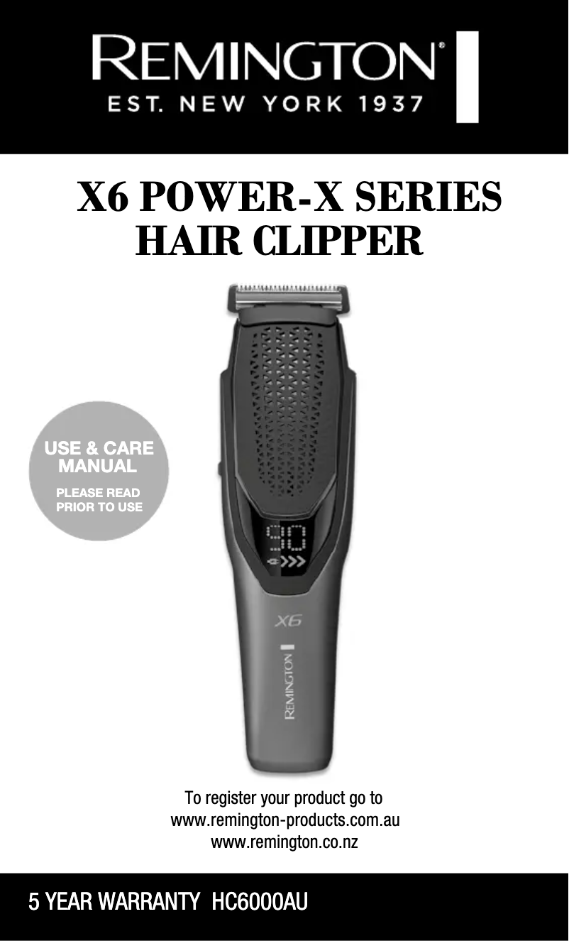 Page n°1 - Manuel utilisateur Remington Power-X Series X6 HC6000