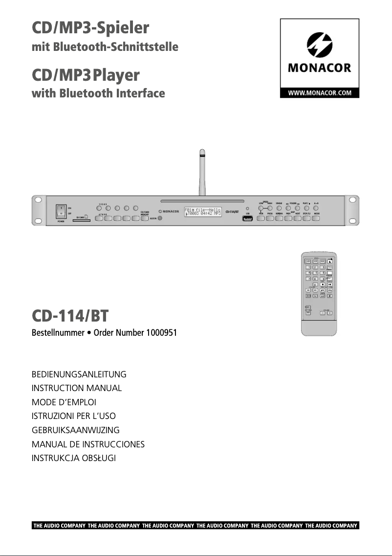Page 1 de la notice Manuel utilisateur Monacor CD-114/BT