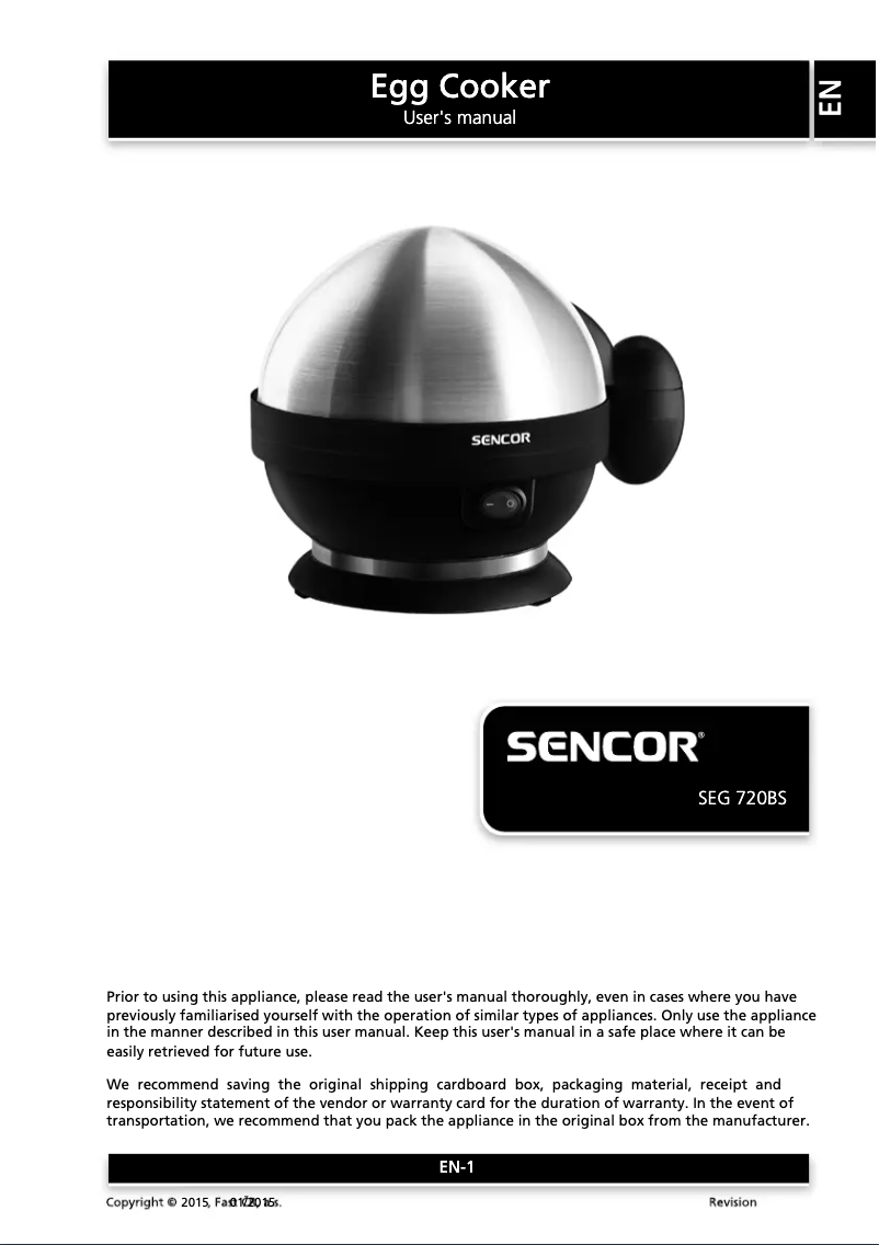 Página 1 del manual Manual de usuario Sencor SEG 720BS