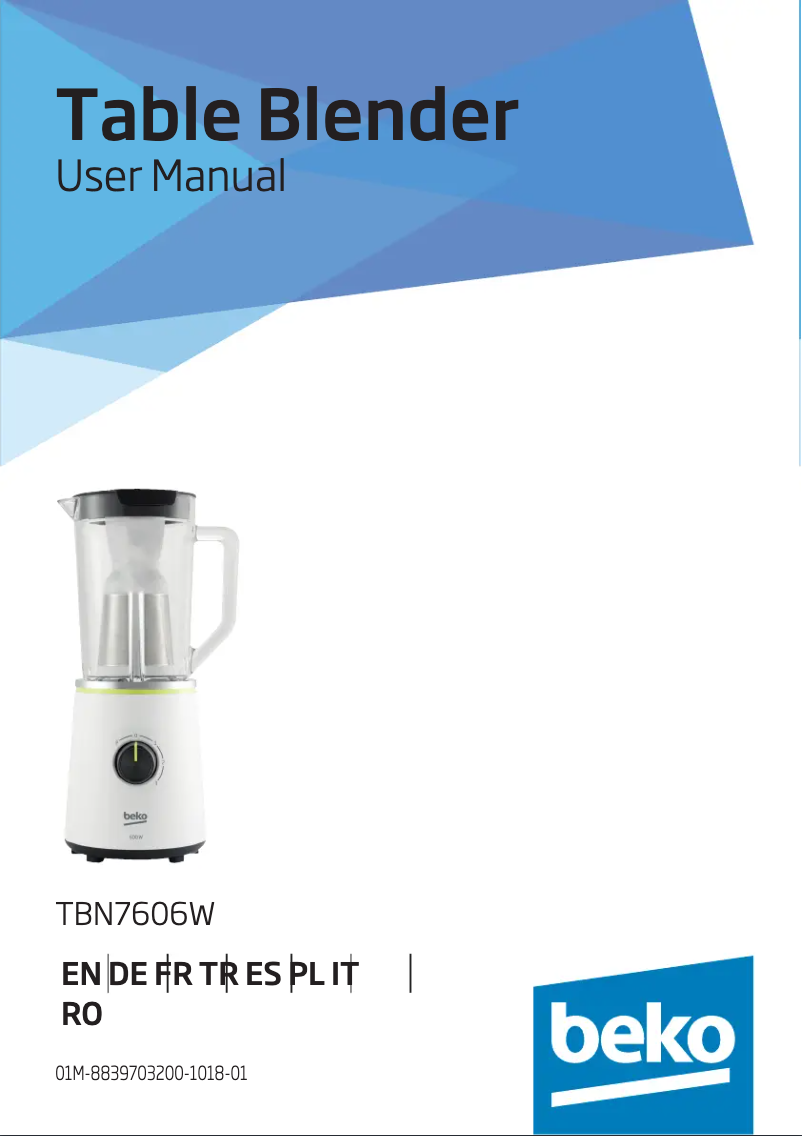 Page 1 de la notice Manuel utilisateur Beko TBN7606W