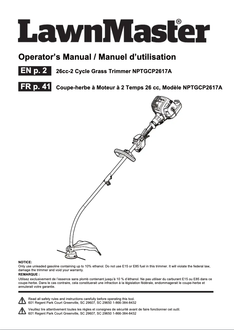 Image de la première page du manuel de l'appareil NPTGCP2617A