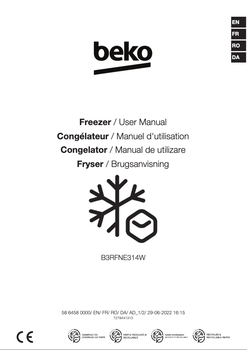 Image de la première page du manuel de l'appareil B3RFNE314W