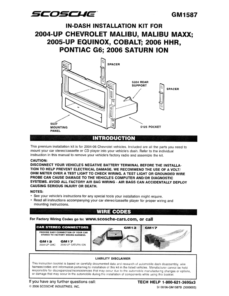 Page 1 de la notice Manuel utilisateur Scosche GM1587