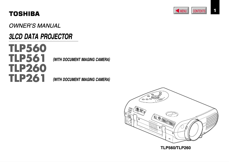 Page n°1 - Manuel utilisateur Toshiba TLP-260