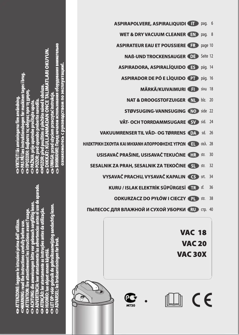 Image de la première page du manuel de l'appareil Vac 20 S