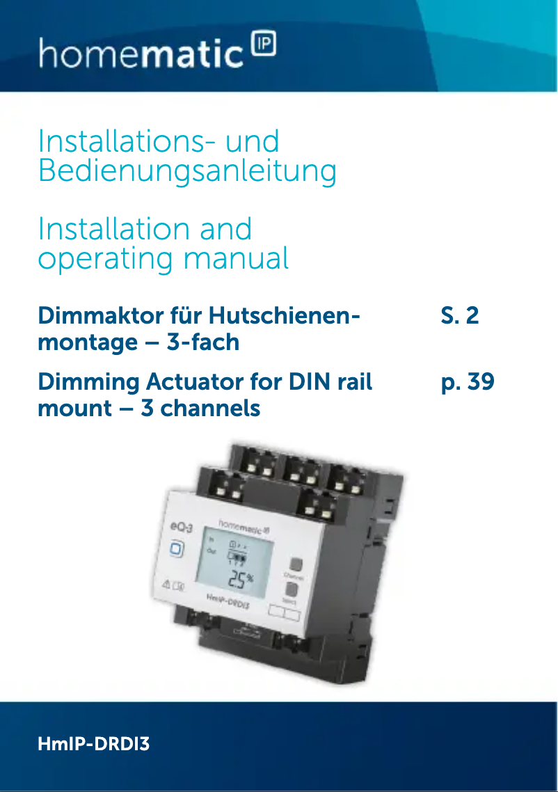 Page n°1 - Manuel utilisateur Homematic IP HmIP-DRDI3
