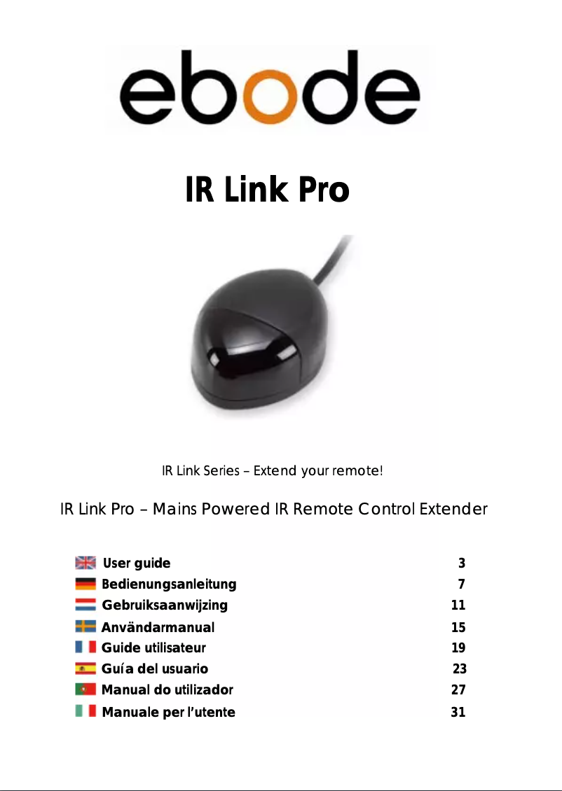 Page n°1 - Manuel utilisateur ebode IR Link Pro