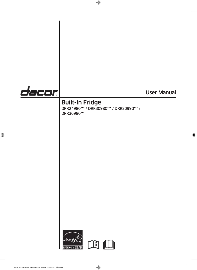 Page n°1 - Manuel utilisateur Dacor DRR30980LAP