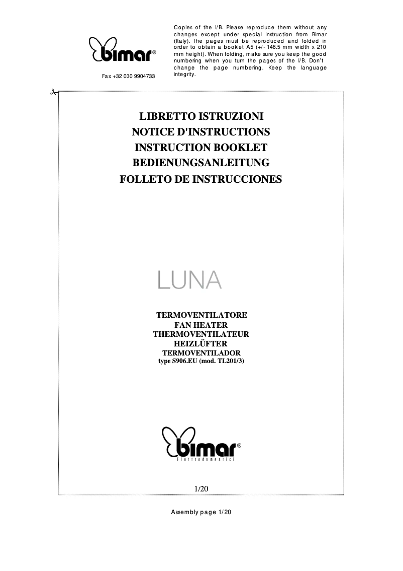 Image de la première page du manuel de l'appareil S906.EU