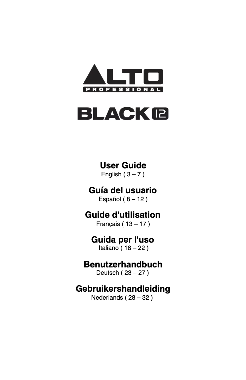 Page n°1 - Manuel utilisateur Alto Black12
