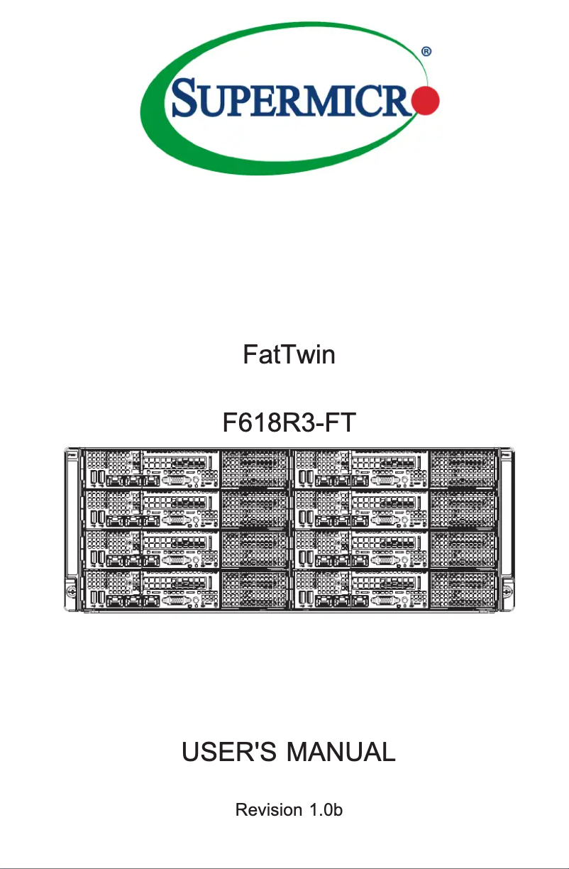 Page 1 de la notice Manuel utilisateur Supermicro SuperServer F618R3-FT