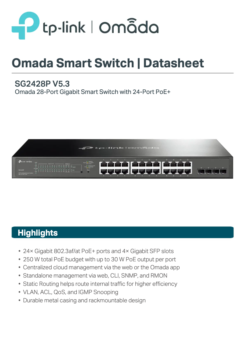 Page n°1 - Fiche technique TP-Link Omada TL-SG2428P