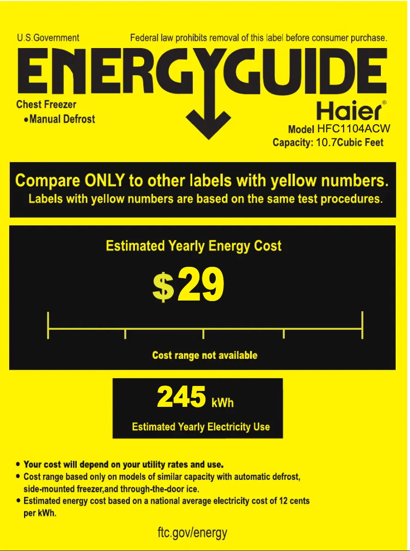 Page n°1 - Label énergétique Haier HFC1104ACW