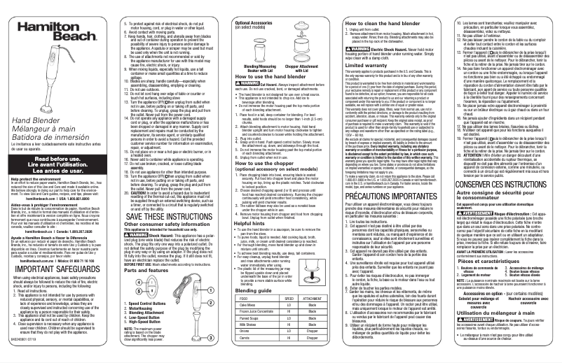 Page n°1 - Manuel utilisateur Hamilton Beach 59759