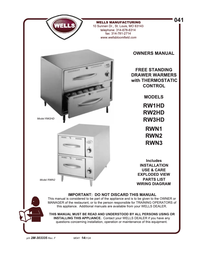 Page 1 de la notice Manuel utilisateur Wells RW1HD