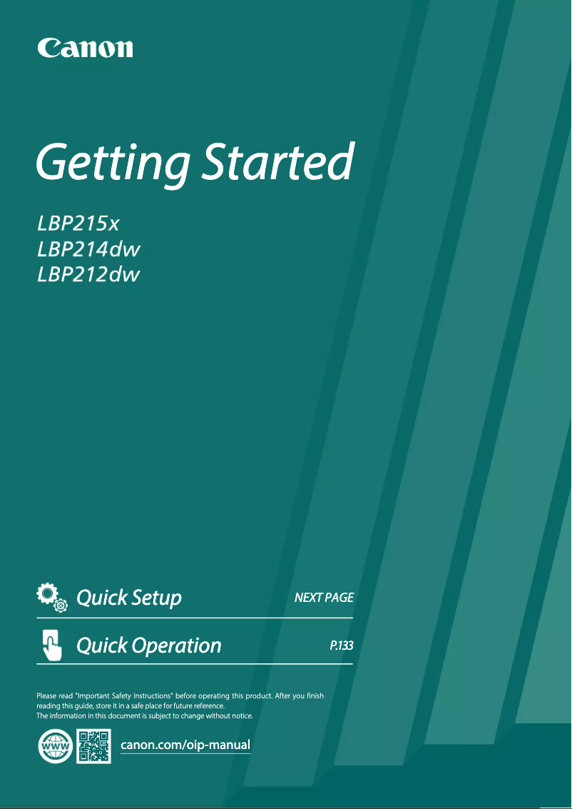 Page 1 de la notice Manuel utilisateur Canon i-SENSYS LBP212dw