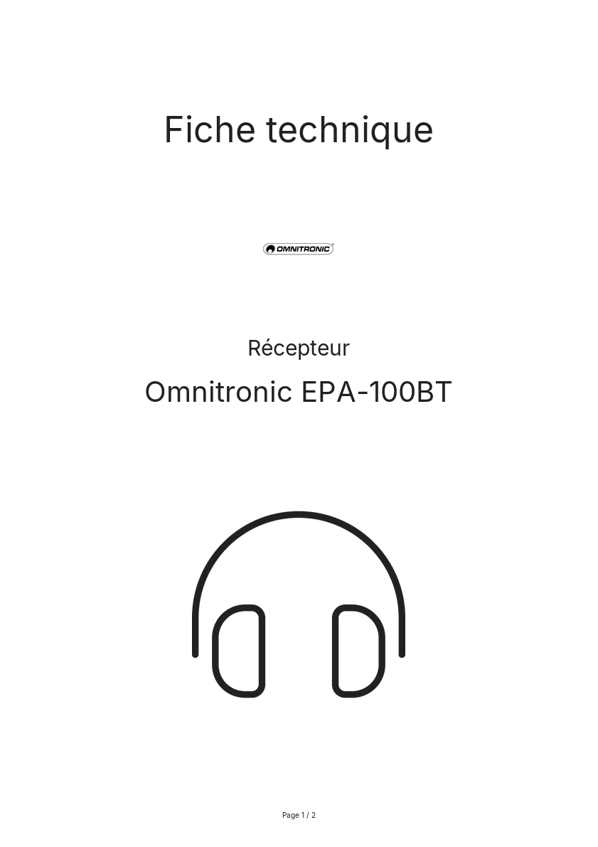 Image de la première page du manuel de l'appareil EPA-100BT