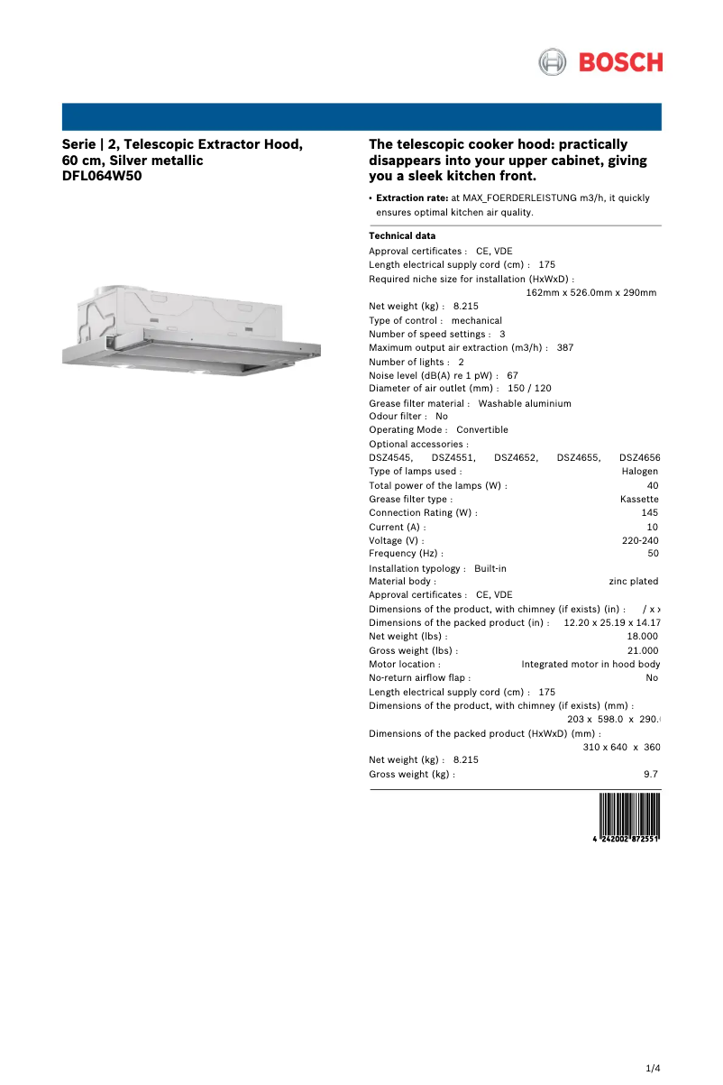 Image de la première page du manuel de l'appareil DFL064W50
