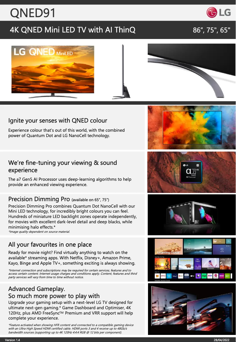 Page n°1 - Fiche technique LG 75QNED91SQA