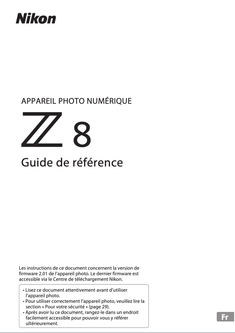 Page 1 de la notice Manuel utilisateur Nikon Z 8