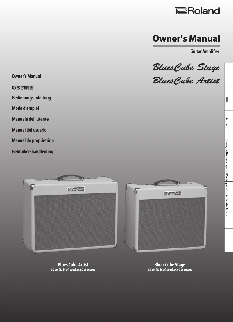 Page 1 de la notice Manuel utilisateur Roland Blues Cube Artist