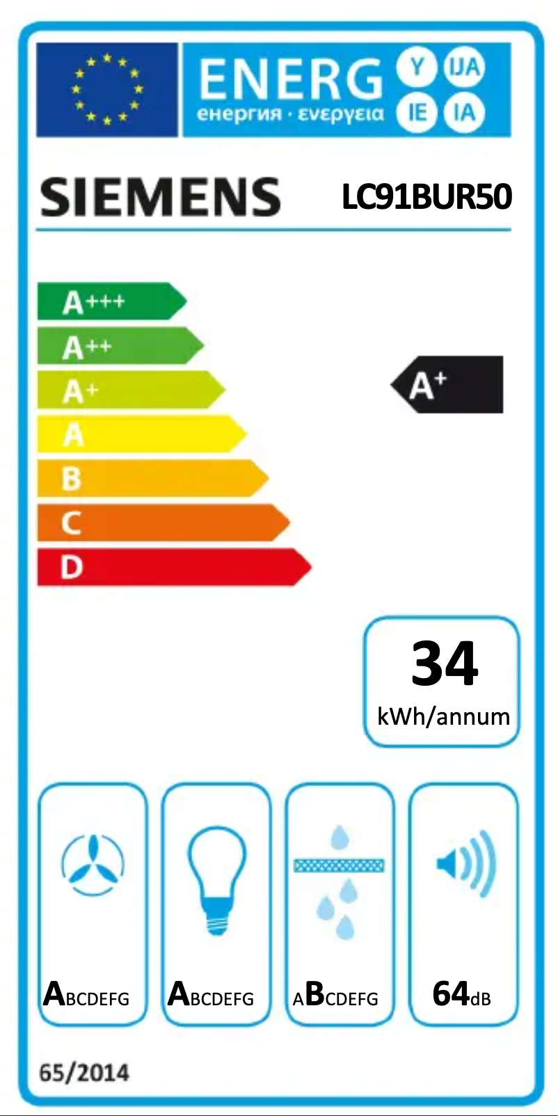 Page n°1 - Label énergétique Siemens LC91BUR50