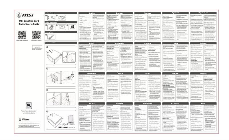 Page 1 de la notice Manuel utilisateur MSI GeForce RTX 2060