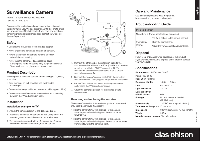 Page 1 de la notice Manuel utilisateur Clas Ohlson MC-620