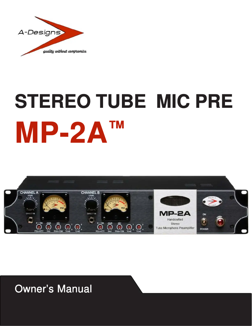 Page 1 de la notice Manuel utilisateur A-Designs MP-2A