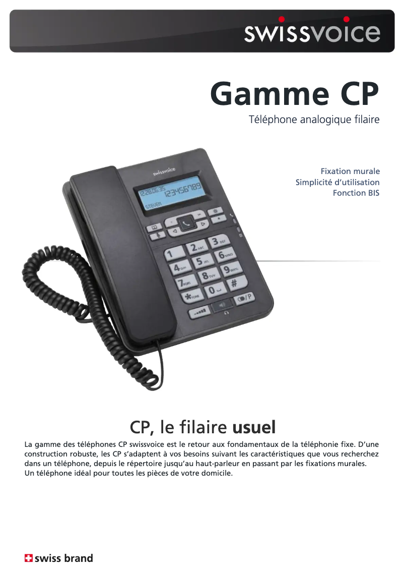 Página 1 del manual Ficha técnica Swissvoice CP-40