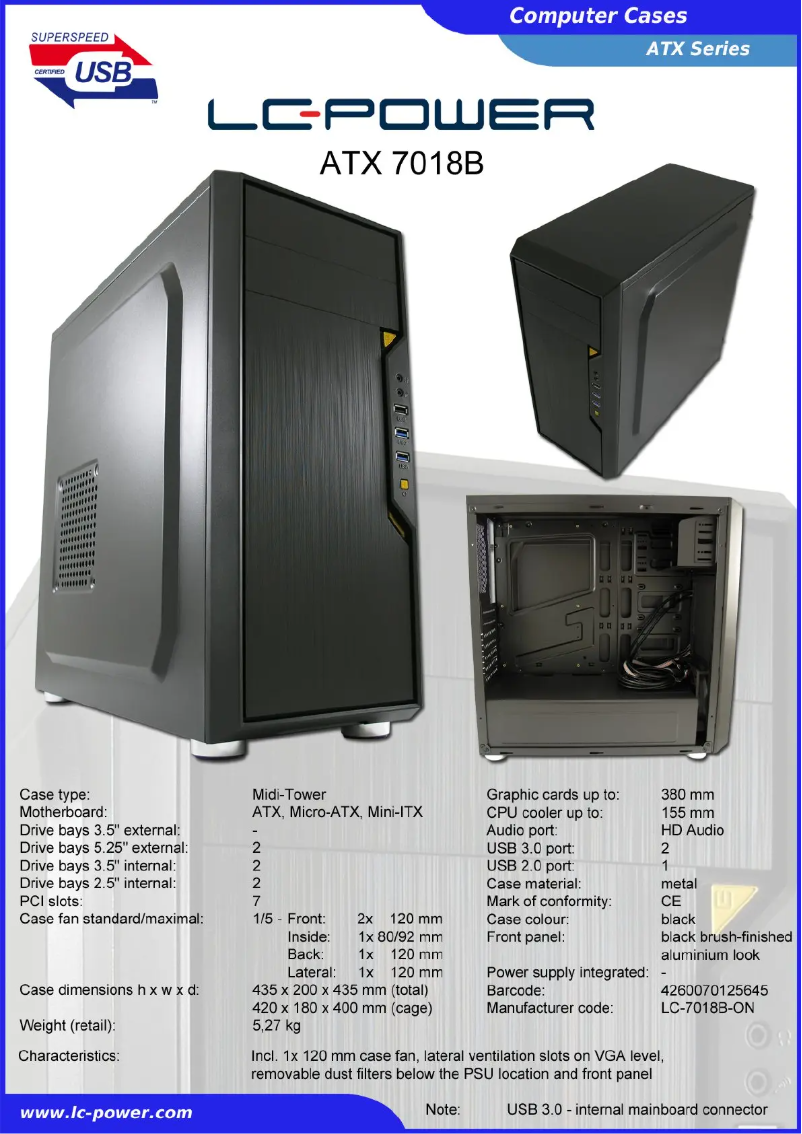 Page n°1 - Fiche technique LC-Power ATX Case 7018B