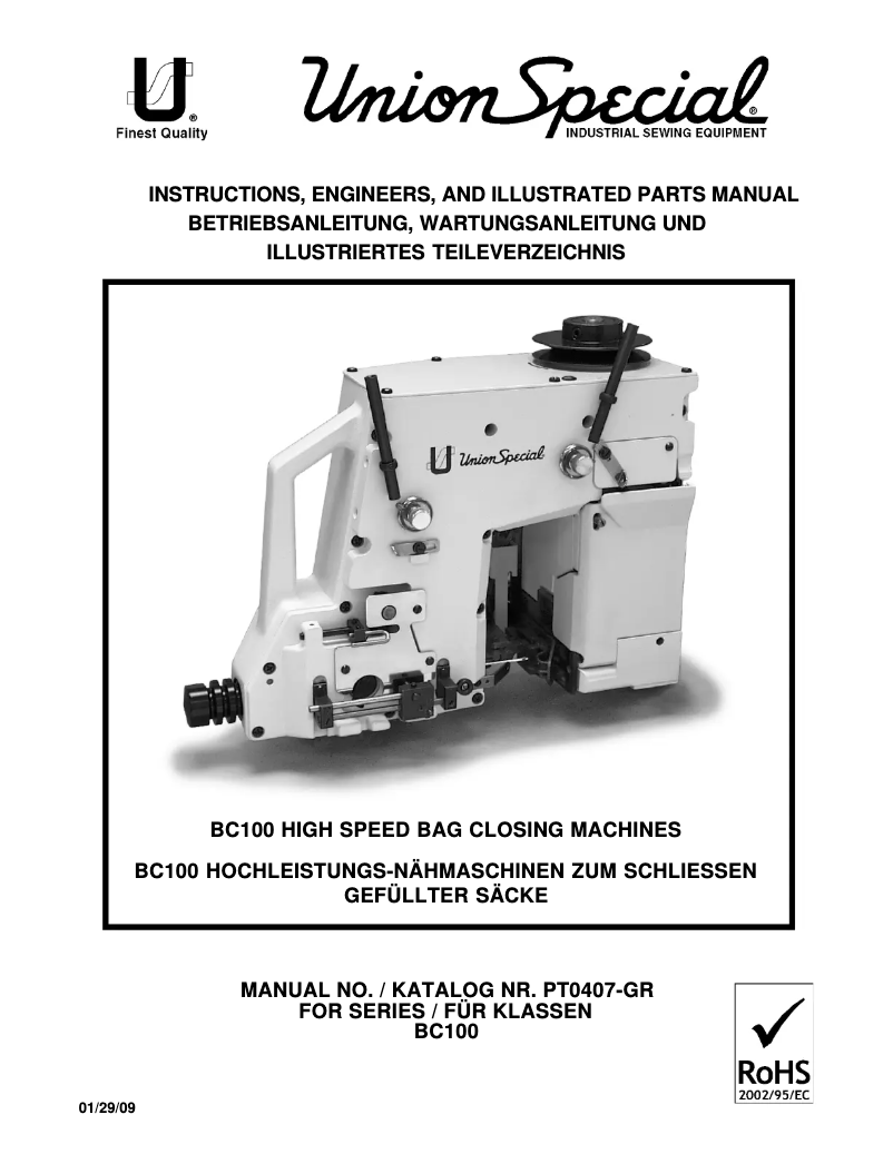 Page 1 de la notice Manuel utilisateur Union Special BC111T11-1
