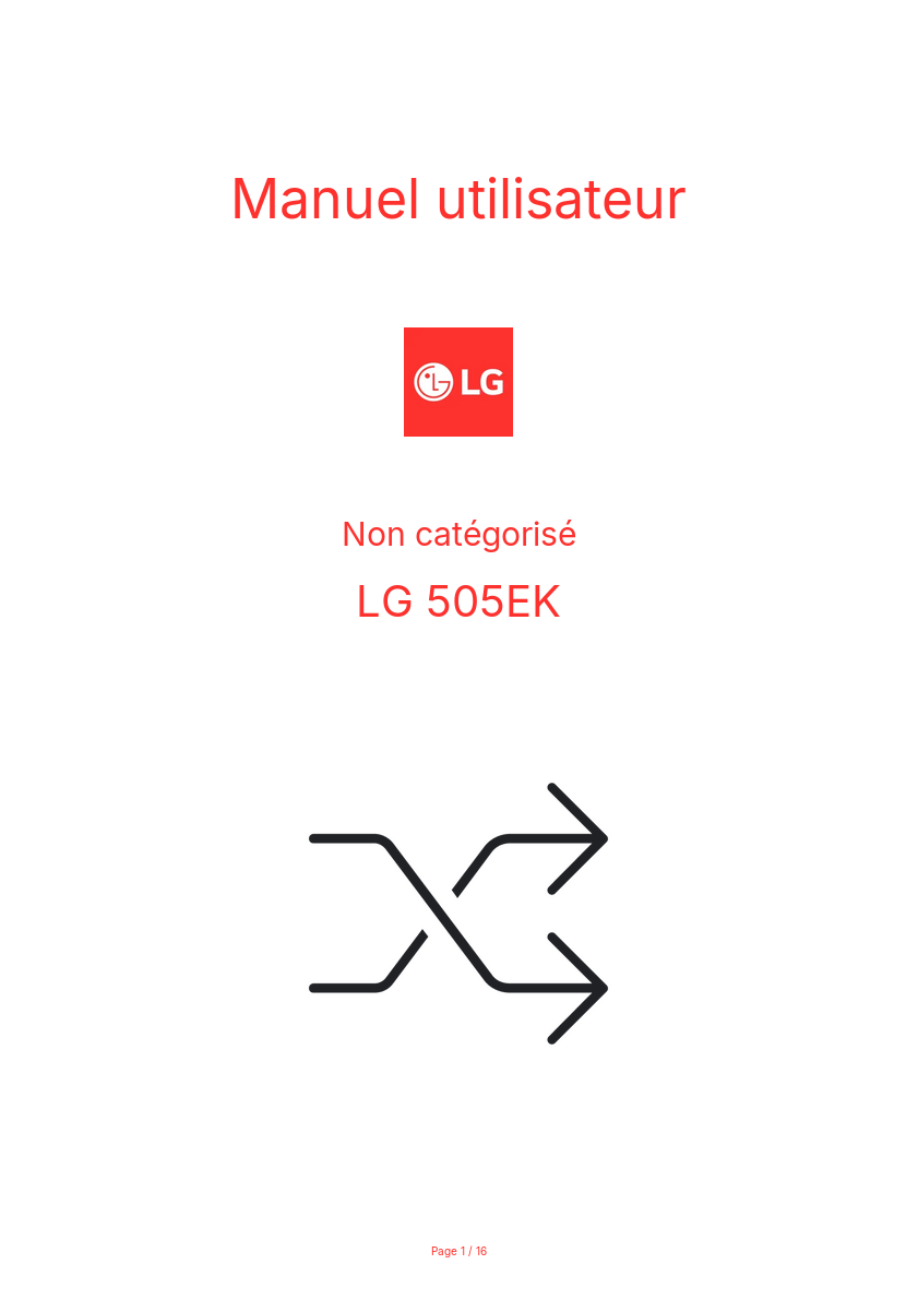 Page n°1 - Manuel utilisateur LG 505EK