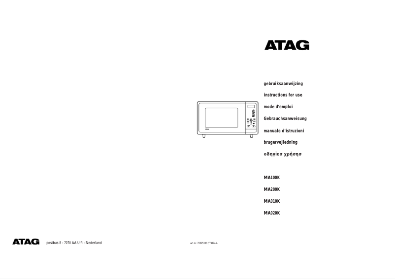 Page 1 de la notice Manuel utilisateur Atag MA200K