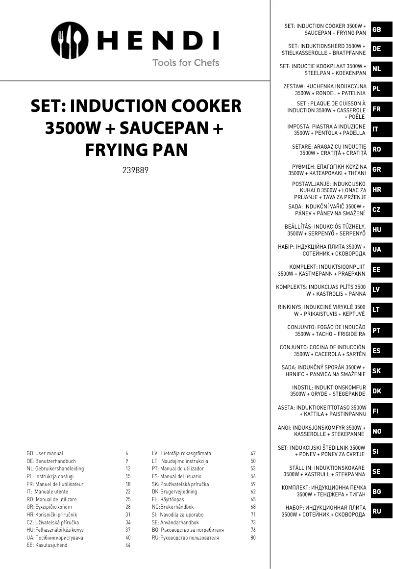 Page 1 de la notice Fiche technique Hendi 239889