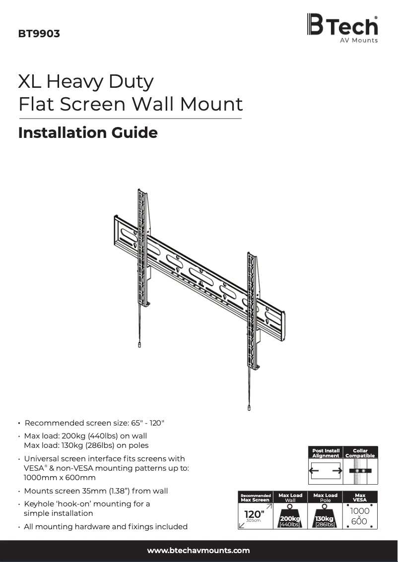 Page n°1 - Guide d'installation B-Tech BT9903