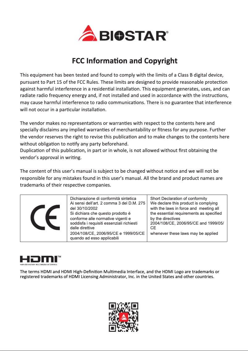 Page 1 de la notice Manuel utilisateur Biostar Z690A Valkyrie