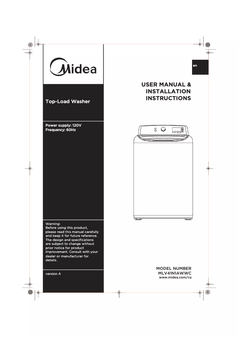 Page 1 de la notice Manuel utilisateur Midea MLV41N1AWWC