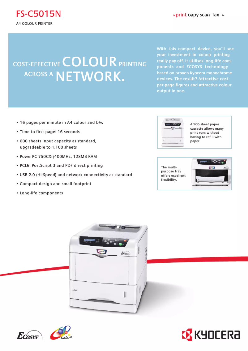 Page n°1 - Fiche technique Kyocera FS-C5015N