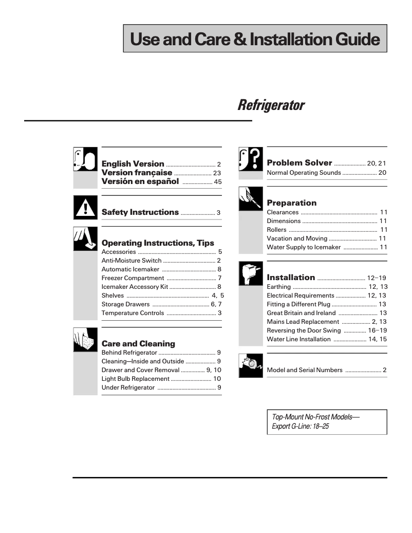 Page 1 de la notice Manuel utilisateur GE TBI18JIBWW
