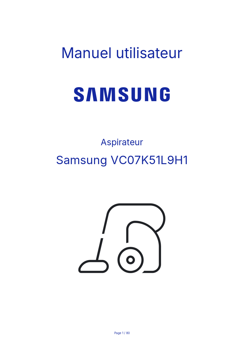 Page n°1 - Manuel utilisateur Samsung VC07K51L9H1
