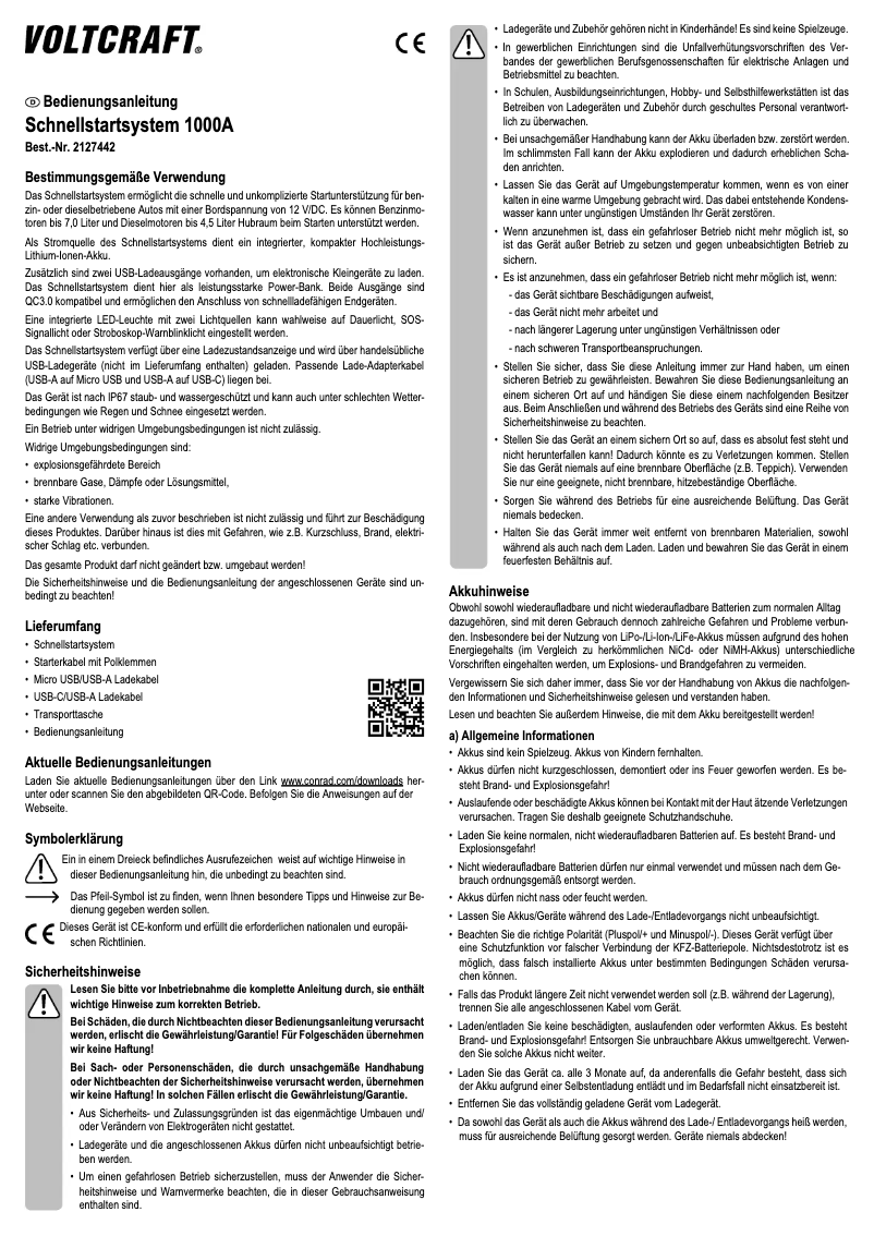 Image de la première page du manuel de l'appareil Quick Start System 1000A