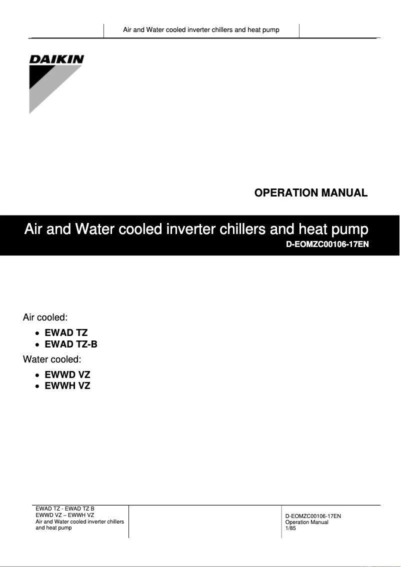 Page n°1 - Manuel utilisateur Daikin EWWDC16VZSSA2
